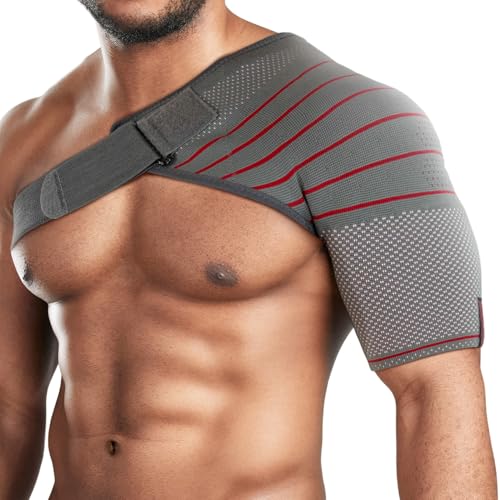 ORTONYX Shoulder Stability Brace Compression Sleeve for Rotator Cuff Support, Injury Prevention, Dislocated AC Joint, Labrum Tear, Frozen Shoulder Pain, Sprain, Soreness, Bursitis/L