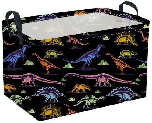 Image of Sanjiaofeng Rectangular Dinosaur Baskets,Waterproof Foldable Dinosaur Basket with Handles,Nursery Hamper,Home Organizer,Books Box,Gift Baskets(Shadow Dinosaur)