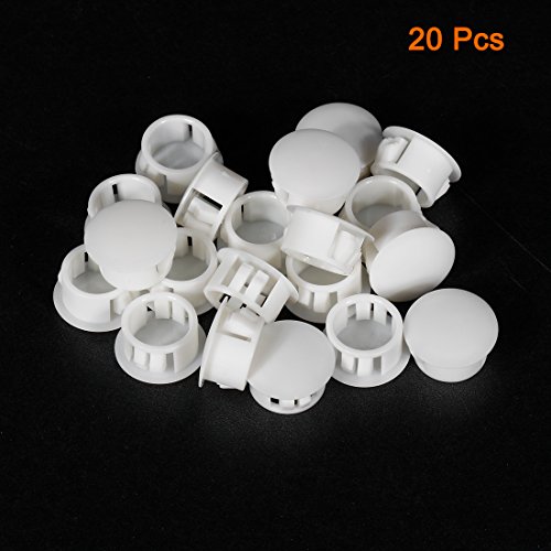 Image of uxcell Hold Plugs,20 pcs 16mm x 10.2mm White Nylon Round Snap Locking Panel Hole Cover