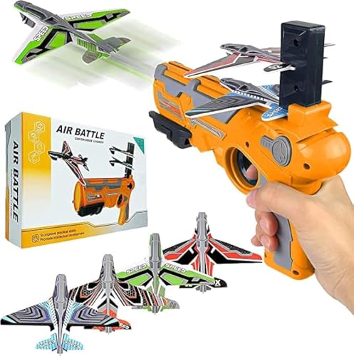 Image of VGRASSP Catapult Toy Airplane, Pistol Shooting Game Toy Gun Air Battle Glider Airplane Launcher Toy for Kids Outdoor Sport Aircraft All Occasions Exciting and Fun Gift for Boys and Girls (Pack of 2)