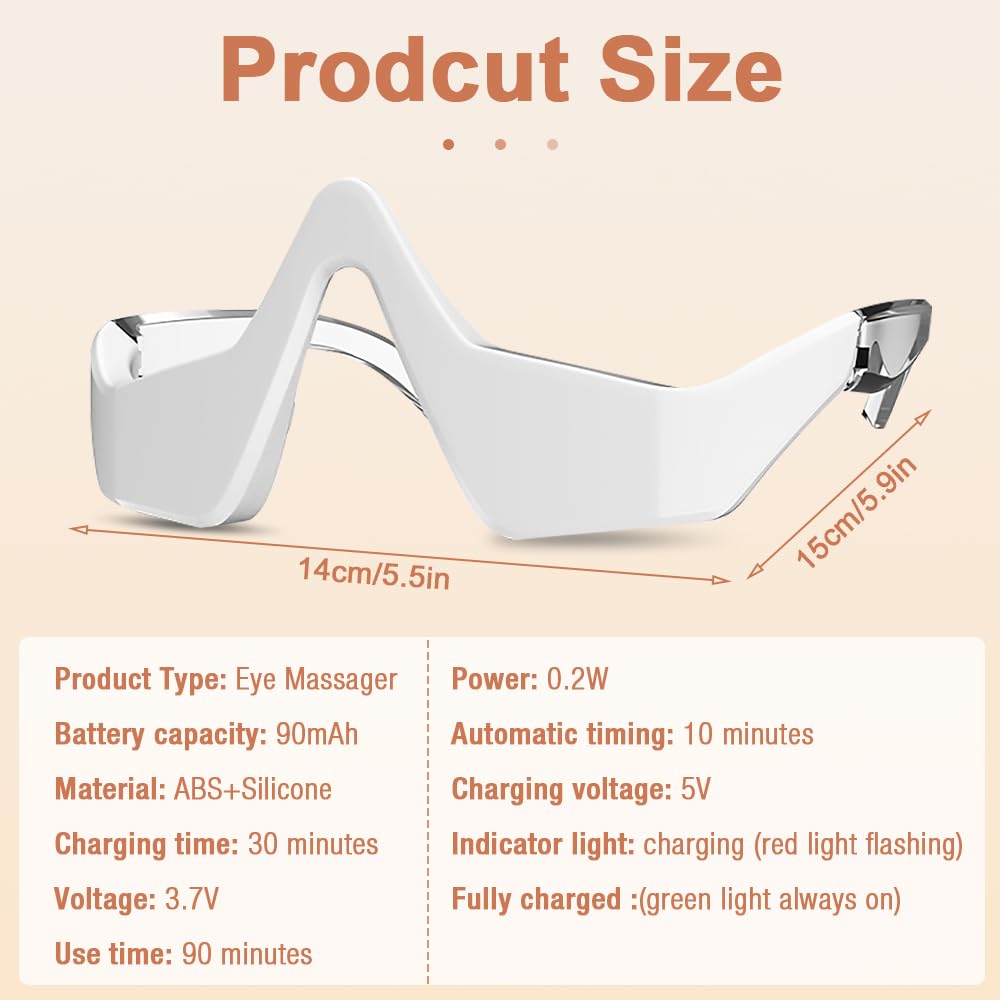 Masseur Oculaire à Luminothérapie Rouge, Massage Yeux à Lumière Rouge, Microcourant Masseur pour Les Yeux, Massage des Yeux pour éliminer les Cernes, les Poches Sous les Yeux, Anti-Rides