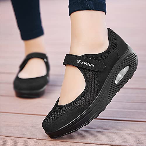 ihinzry Women's Mesh Air Cushion Nurse Shoes Comfortable Casual Wedges Walking Shoes Non-Slip Fashion Breathable Sneakers4