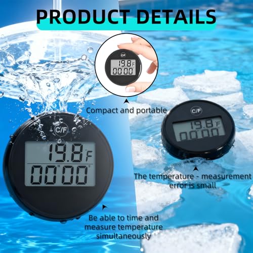 Ice Bath Thermometer and Timer Digital Waterproof Floating Pool Thermometer with Alarm for Water Temperature Measurement Detection Shower Baby Bath Digital Thermometer - Image 4