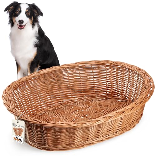 KADAX Lettino per Cani e Gatti in Vimini, Cuccia per Animali Domestici, Colore Naturale (20 x 85 x 67 cm)