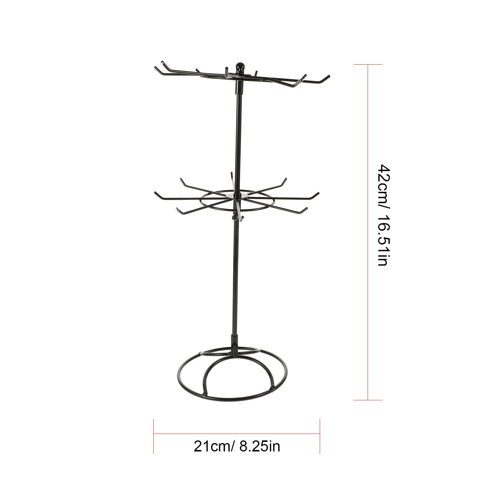 Lurrose Espositore per Braccialetti e Collane Girevole a 2 Livelli, Porta Gioielli in Ferro Nero 42 Cm, Supporto Rotante a 360 Gradi per Esposizione e Organizzazione di Piccoli Ciondoli,