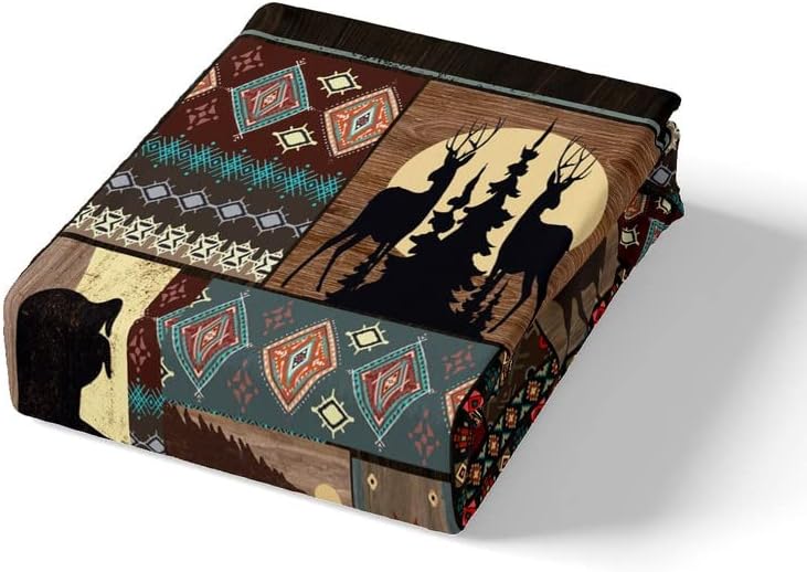 Miniatura 5 de Feelyou Juego de ropa de cama rústica de oso para niños, animales salvajes, lindos ciervos, juego de funda de edredón para niños y adolescentes,