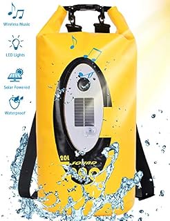 Qoolife -Waterproof Dry Bag- Equipped with Bluetooth Speaker Solar Light - 20L Roll