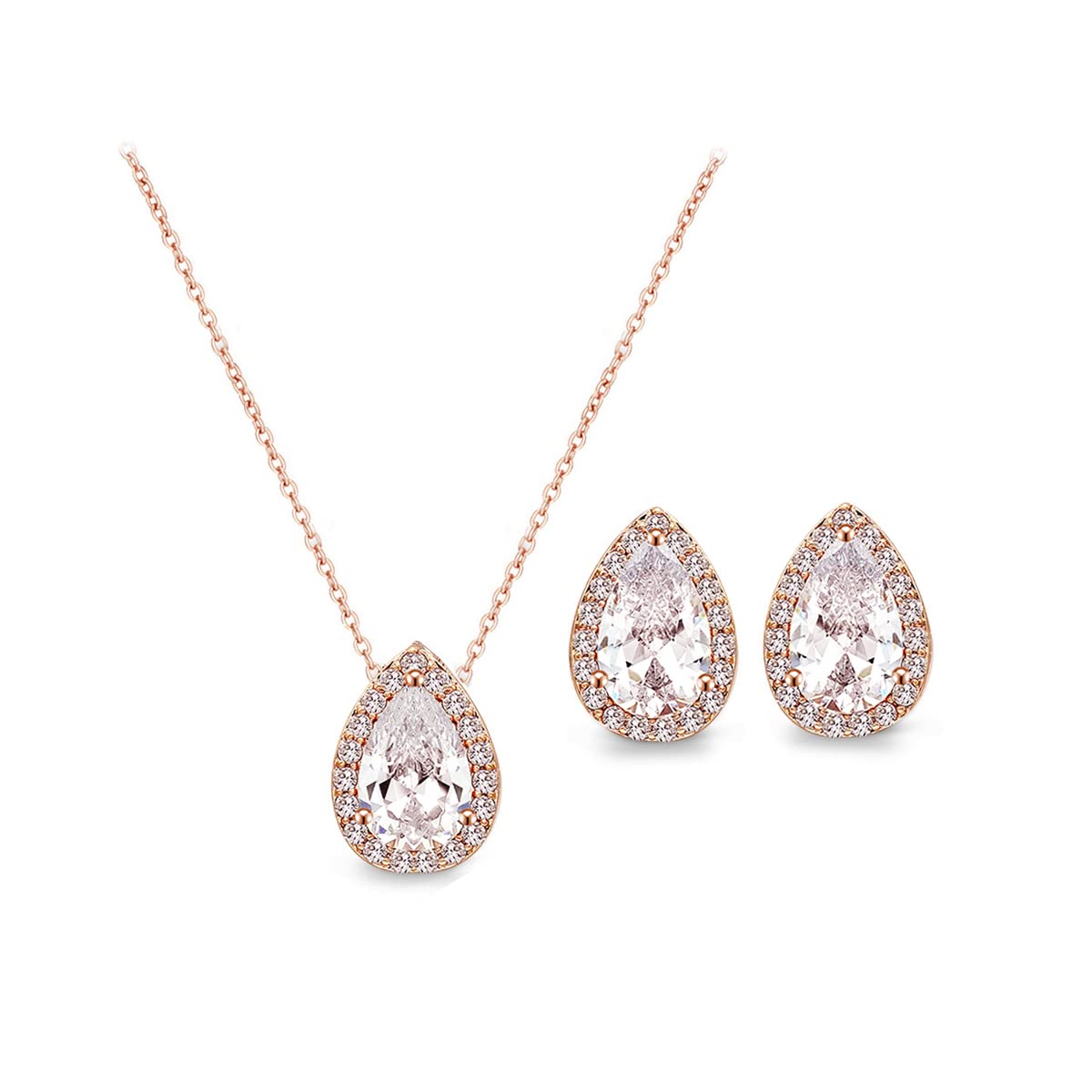 UDYLGOONCZ Teardrop Earrings Necklace Bracelet Jewelry Set For Bridesmaids Bridal Party Prom