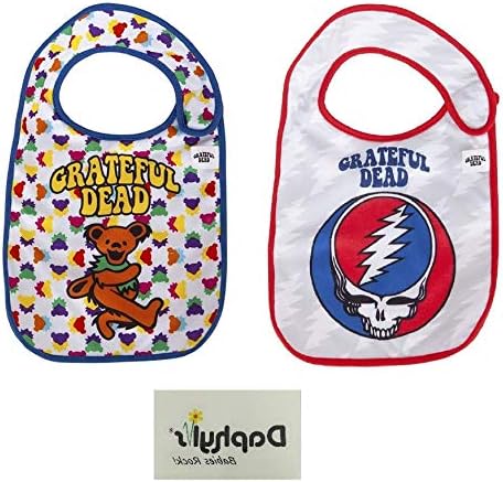 Grateful Dead Extra Soft Baby Bibs 2 Pack by Daphyl's w Daphyls Babies Rock Temporary Tattoo