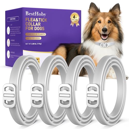 Flea and Tick Collar for Dogs 4 Packs,Dog Collars with Natural Essential Oils,Waterproof, Adjustable for Small Medium Large Dogs,Safe for Puppies