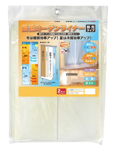 明和グラビア MEIWA 断熱カーテンライナー (採光タイプ) 100×140cm 2枚セット ホワイト