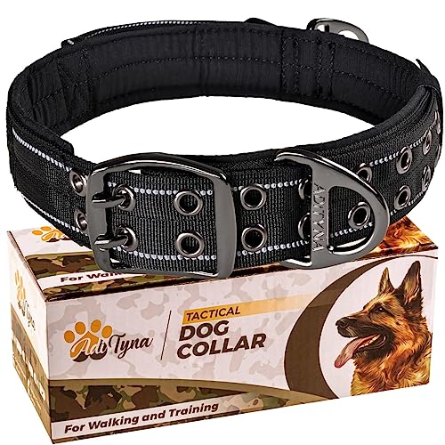 ADITYNA Riesiges Hundehalsband mit Griff, verstellbares XXL-Halsband 76,2 bis 91,4 cm, exklusiv für große Hunderassen wie Mastiff, Kangal, Bernhardiner (Schwarz, XXL: Halsumfang von 76,2–91,4 cm)