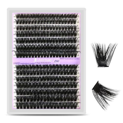 Lash Clusters Wispy Eyelash Clusters 280pcs 10-18mm Volume Cluster Eyelash Extensions 80D 100D Individual Lashes for Self Application (Sylph 80D&100D, 0.07D)