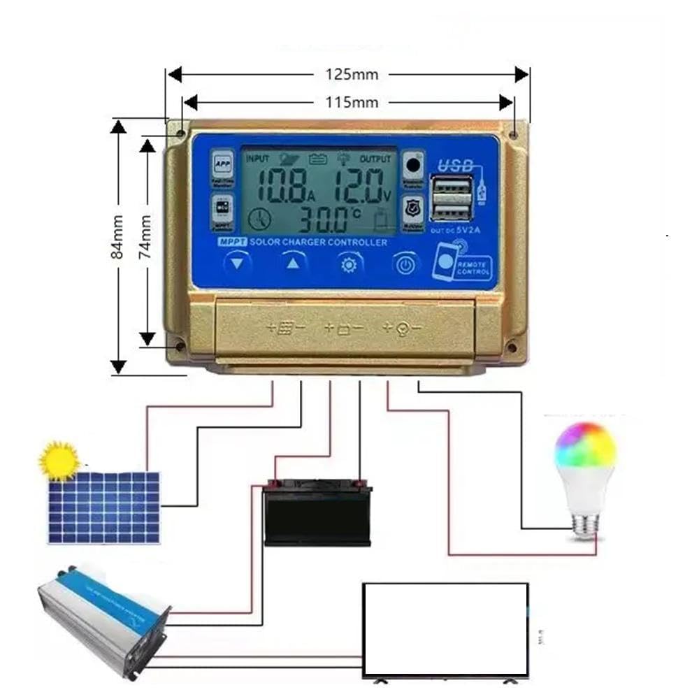 Produktbild von Eawfgtuw MPPT Solarladeregler 40 A Mit Dual-USB & DC – LCD-Display, Batteriemanagement, Für Wohnmobil, Boot & Off-Grid