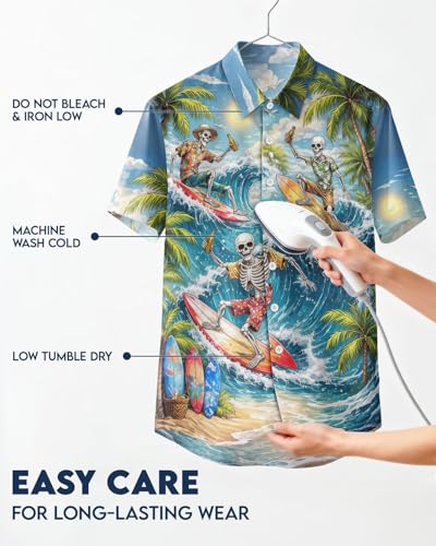 Image of 99TIMORO Fathers Funny Mens Hawaiian Shirt, Movie Button Down Short Sleeve Top, Father Day Summer Gifts