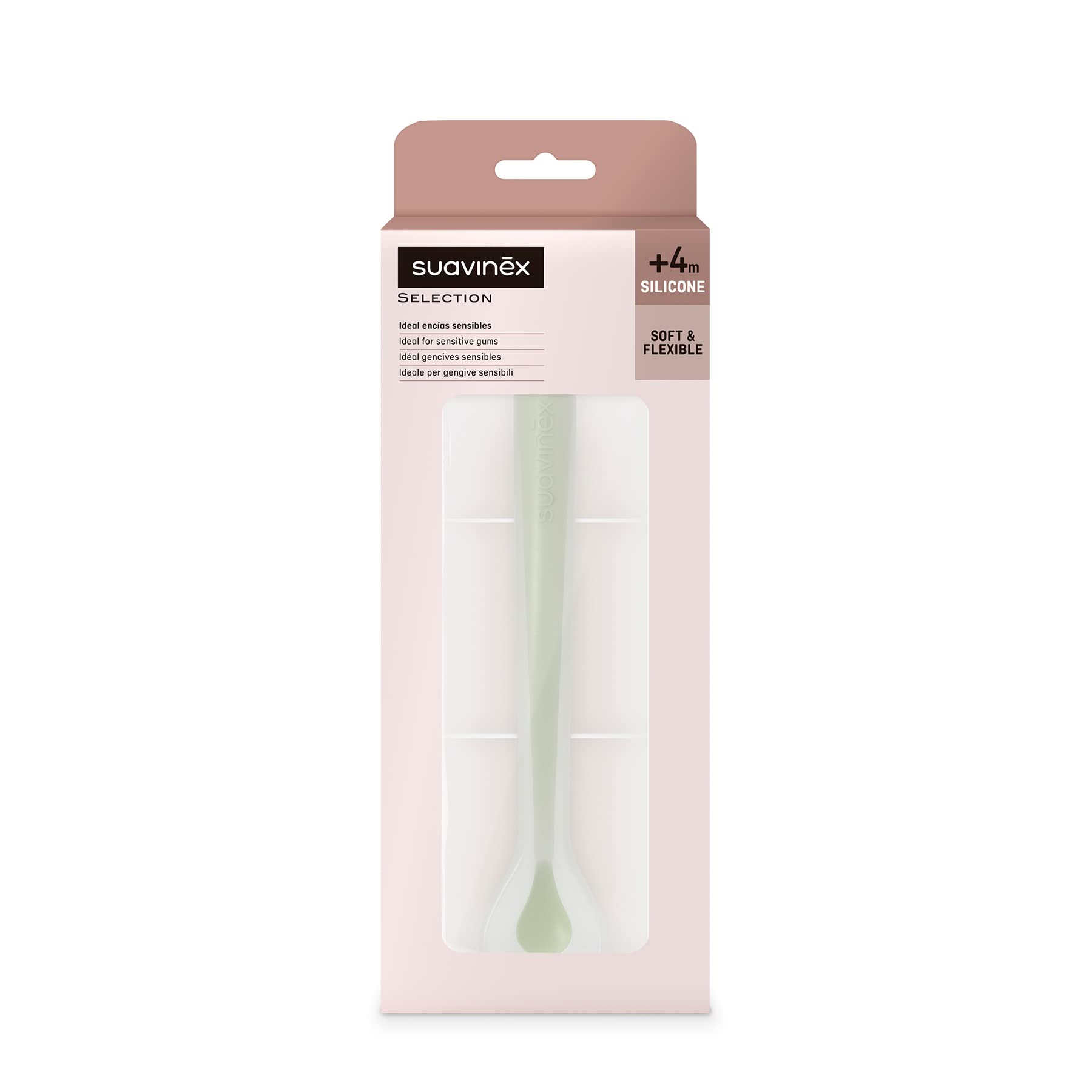 Suavinex, Cuchara de Silicona para Bebés +4 Meses, Cuchara de Aprendizaje, Suave y Blanda, para Encías Sensibles, con Mango Largo, Apta para Lavavajillas, Colour Essence Verde — view 2