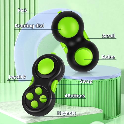 WTYCD Original Fidget Toy Game, Rubberized Classical Controller Fidget Concentration Toy with 8-Fidget Functions and Lanyard - Excellent for Relieving Stress and Anxiety(Green)
