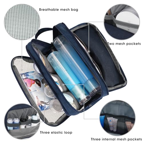 Image of WANDF Travel Toiletry Bag for Men, Small Dopp Kit for Toiletries | Water-Resistant Fabric, Travel Bag for Toiletries, Compact Storage, Shaving Accessories, Weekend Trips