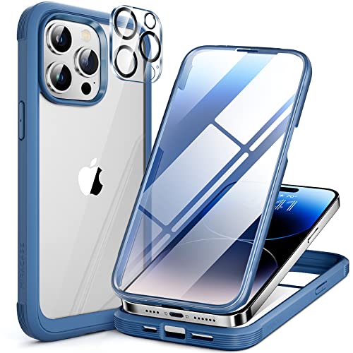 Miracase 360 Grad für iPhone 14 Pro Max Hülle mit Eingebaut Glas Schutzfolie, Komplettschutz HandyHülle Stoßfest Case fü...
