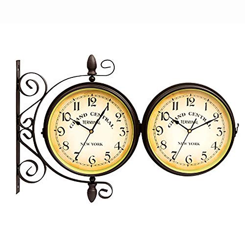 HZYDD Reloj de Pared de Hierro Forjado de Doble Cara, Reloj Colgante de Pared Vintage, Carcasa Resistente a la Intemperie, Materiales metálicos de Primera Calidad, para cafeter Cover