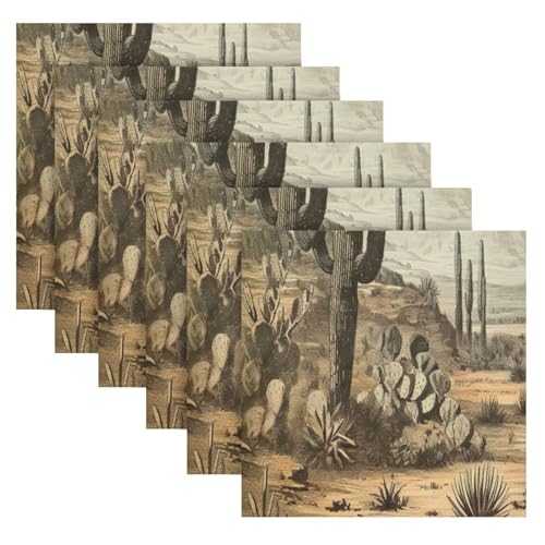 Servilletas de Tela Satinadas Set x6 Color Cactus miniatura 6