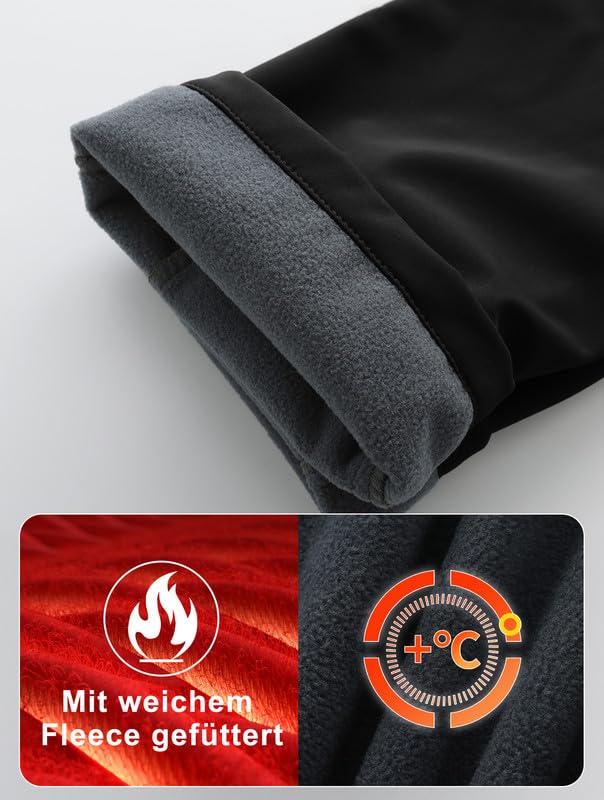 Zzkouine Pantaloni Softshell Bambino Caldo Pantaloni Invernali Trekking Ragazzo Pantaloni Neve Bambino Impermeabili con Fodera in Pile