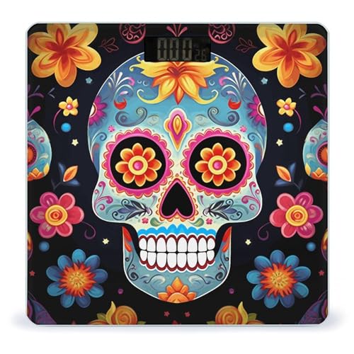 Báscula digital de baño con diseño Sugar Skulls 400 lb miniatura 1