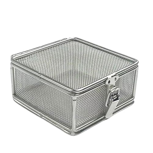 SenhE Cesta de Desinfección de Acero Inoxidable 304, Cesta Quirúrgica for Instrumental Médico con Tapa, Cestas de Esterilización para Instrumentos Dentales Médicos Quirúrgicos