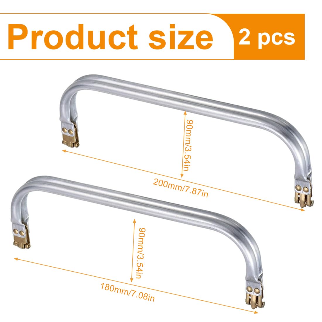 GXGM 2 Piezas Cierres para Bolsos, Cierre Bolso de Ganchillo, Metal para Hacer Monedero, Marcos de Bolso Interior de Aluminio, Marco Tubular, Boquillas Monederos Metalicas (200/180 * 90mm)