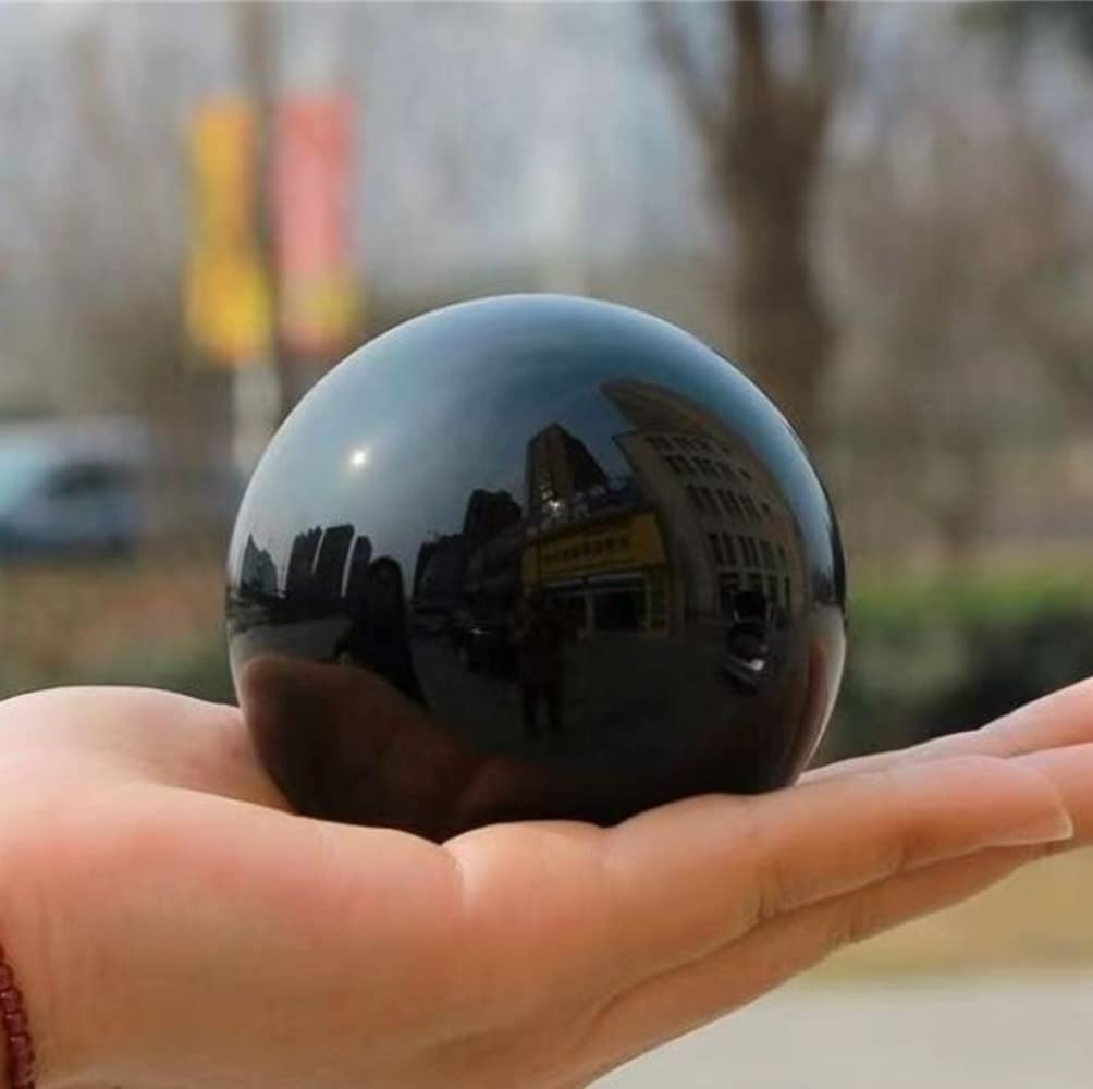 Black Obsidian Sphere Large Crystal Ball Magic Crystals Gemstone feng Shui for Decoration No Base Ornaments (Color : 9cm-10cm) Gemstone Stone