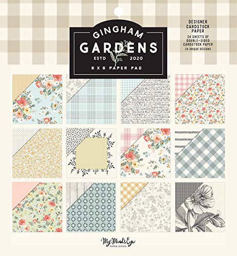 MY MINDS EYE, INC. PAPEL JARDÍN 6X6, Gingham Gardens, 12 diseños/2 cada uno, talla única
