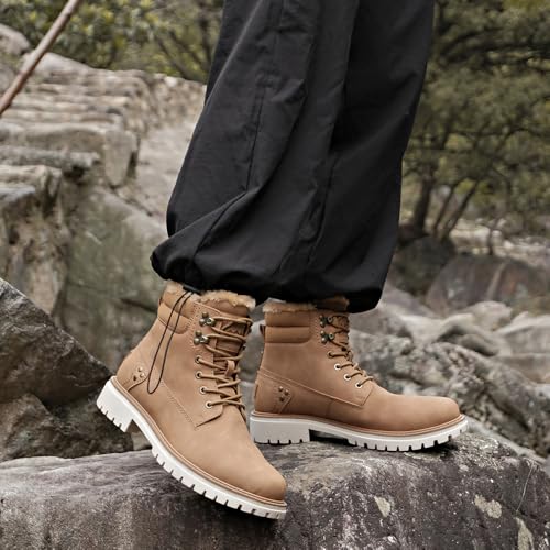 Image of Mens Snow Boots Fur Lined Hiking Boots Waterproof Anti-Slip Outdoor Climbing Shoes