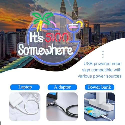 Image of Its 5 00 O'clock Some Where Neon Sign Night light for Bar Club Bedroom Hotel Pub Cafe Wedding Birthday Party Gifts