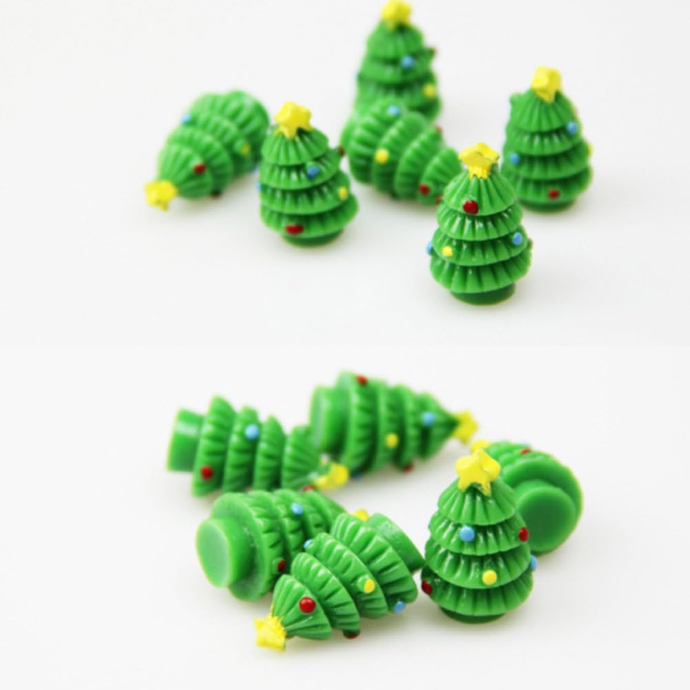 Garneck 40PCS Mini Resin Christmas Trees Figurines: Tiny Tree Ornament for Festive Micro Landscape Fairy Gardens Dollhouse Decor Xmas Village Accessories