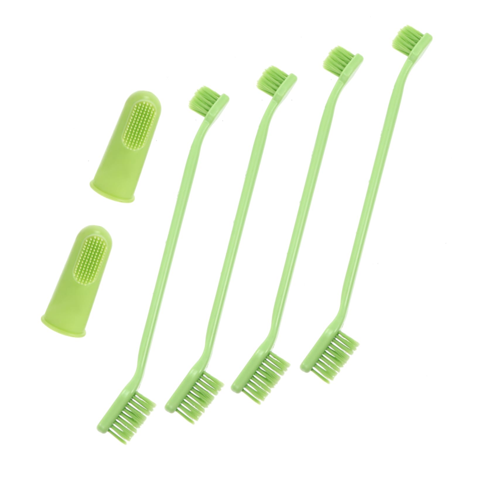 BESPORTBLE Pp Material Pet Toothbrush Set 6pcs Double-Head Dog Cat Brush Soft Bristles for Gums Comfortable Non-Slip Grip