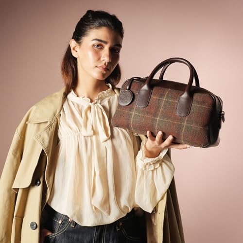 Image of Theater Toad Structured Mini Duffle Bag for Women | Brown Faux Leather Handbag with Detachable Adjustable Strap | Compact Textured Everyday Sling