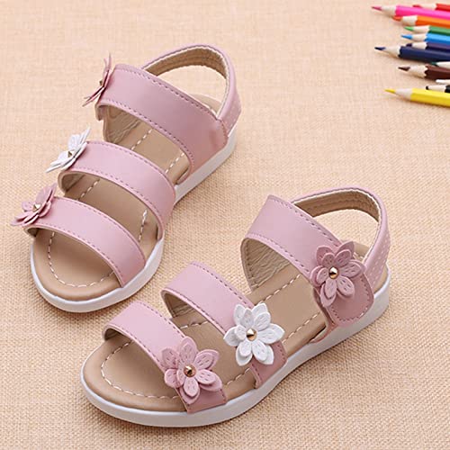 Girls Cute Flower Sandals Open Toe Adjustable Back Strap Low Flat Holiday Princess Party Shoes Non-Slip Sandals2