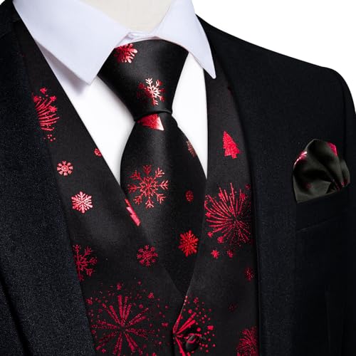DiBanGu Mens Christmas Suit Vest and Tie Set for Men Waistcoats and Necktie Pocket Square Set for Prom Party S-3XL2