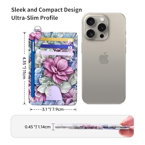 Image of Mayski Slim Wallet, Credit Card Holder for Women, Minimalist Front Pocket RFID Blocking Card Cases, Small Wallet Women Men(Happy Flower)