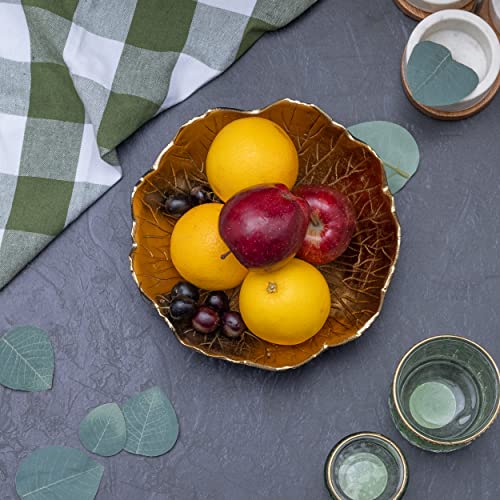 Leaf Bowl for Serving Fruits, Appetizers - Black & Gold - Elegant Home Decor Centerpiece Serveware Charcuterie Catchall Vanity Dish For Entertaining, Wedding 9" D 3" H - Image 7