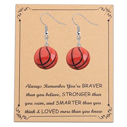 BNQL Basketball Dangle Earrings - Basketball Hoop Jewelry Gifts for Lovers & Fans