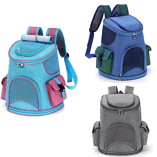 FUNAT Haustier Rucksack für Reisen Portable Katzentasche, Hund Mesh Atmungsaktiver Faltbarer Rucksack, Hund Reisetasche für Wandern Fahrrad und Motorrad zu Fuß