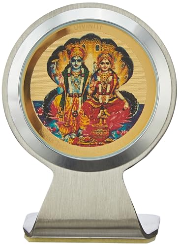 Image of DIVINITI 24K Gold Plated Lord Vishnu Ji Car Dashboard Idol Frame | Premium Spiritual Car Accessory for Divine Blessings & Positivity | Luxury Devotional Gift for Car, Office & Home | 6X4.5 CM