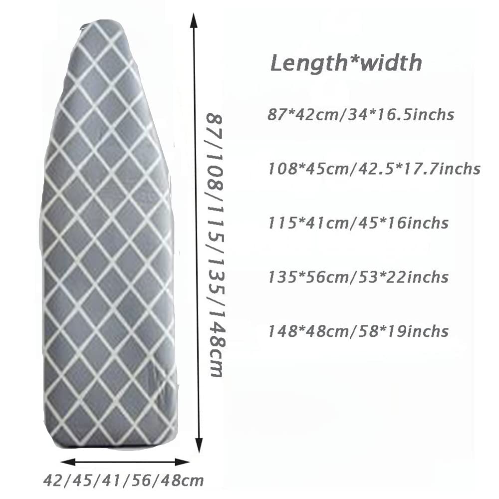 JWW Copriasse da Stiro, Copertura ASSE da Stiro in Cotone, Copri ASSE da Stiro con Rete di Protezione E Clips di Fissaggio (Size : 135x56cm/53x22inch)