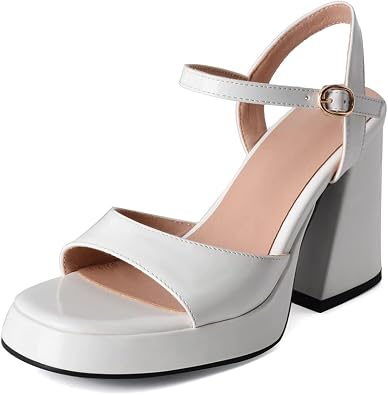 MRKEWUNEY Fashion Womens Platform Heels Sandals Chunky Heel Open Toe Ankle Strap Shoe
