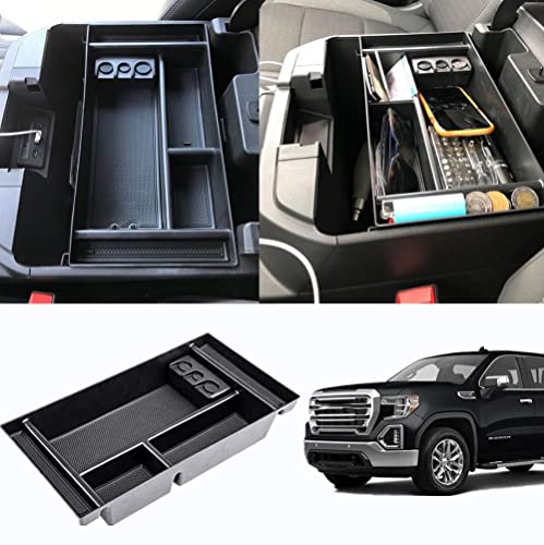 Salusy Center Console Organizer Tray Compatible for 2019-2022 Chevy Silverado 1500/GMC Sierra 1500 and 2020-2022 Chevy Silverado/Sierra 2500/3500 HD Accessories - Full Console w/Bucket Seats ONLY