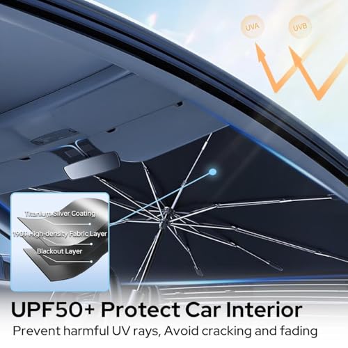 Image of Premium Car Sun Shade Protector for Esteem, Foldable Windshield Insulation Sun Shade for UV Protection Reflective Sunblocker Car Accessories for SUV, Hatchback, Sedan, and More