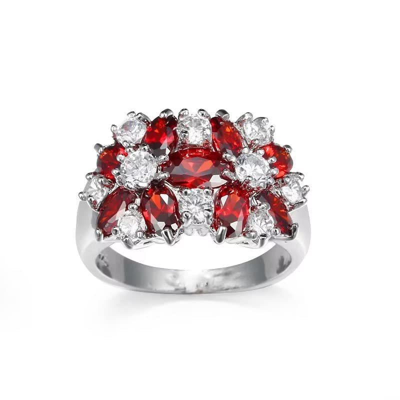 Bague Rubis Grenade Anti-Ternissement Argent 925 Véritable Éclat - 2