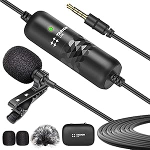 TARION Lavalier Microfoon Omnidirectionele condensatormicrofoon met voorruitschuif en 6 m kabel voor mobiele telefoon…