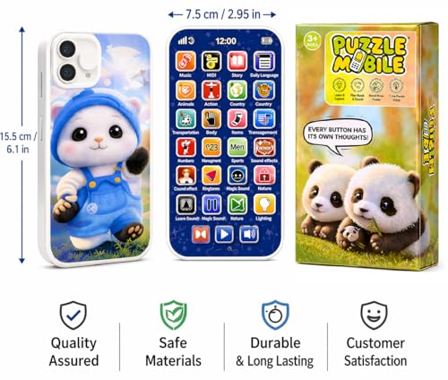 Image of Goyal's Kids Educational Music Phone Toy with Lights & Sound | Rechargeable Type C Learning Mobile for Toddlers | ABC Numbers Animals Sound Toy Phone | Interactive Early Learning Toy for Boys & Girls